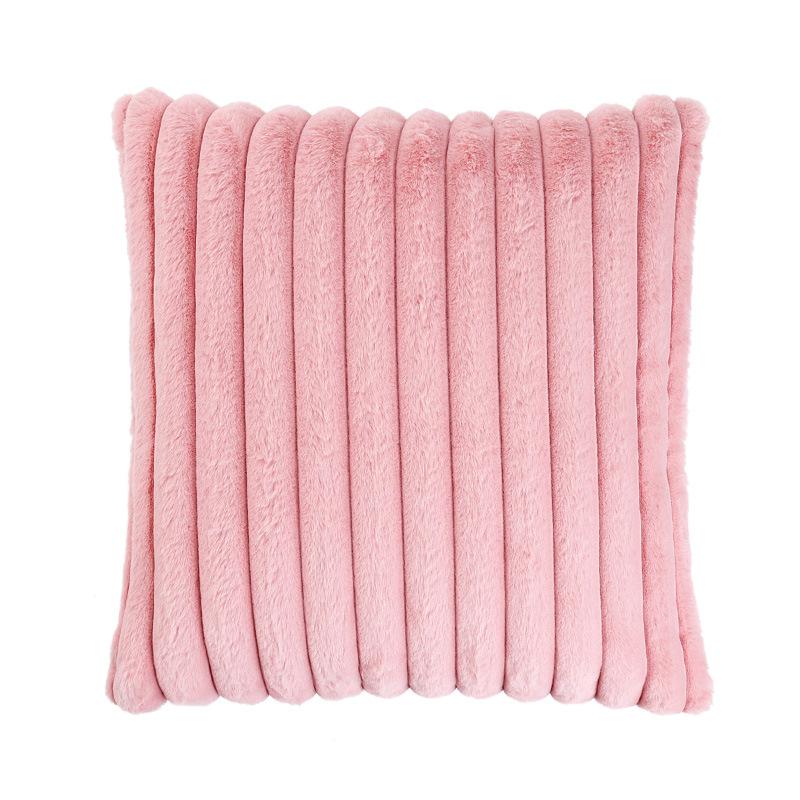 Soft Ribbed Faux Fur Decorative Throw Pillow Case Plush Striped Square Cushion Cover for Sofa Bedroom Living Room Home Decor (45x45cm, Set of 1)