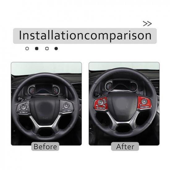 Red Carbon Fiber Steering Wheel Button Frame Sticker For Honda Pilot 2017-23