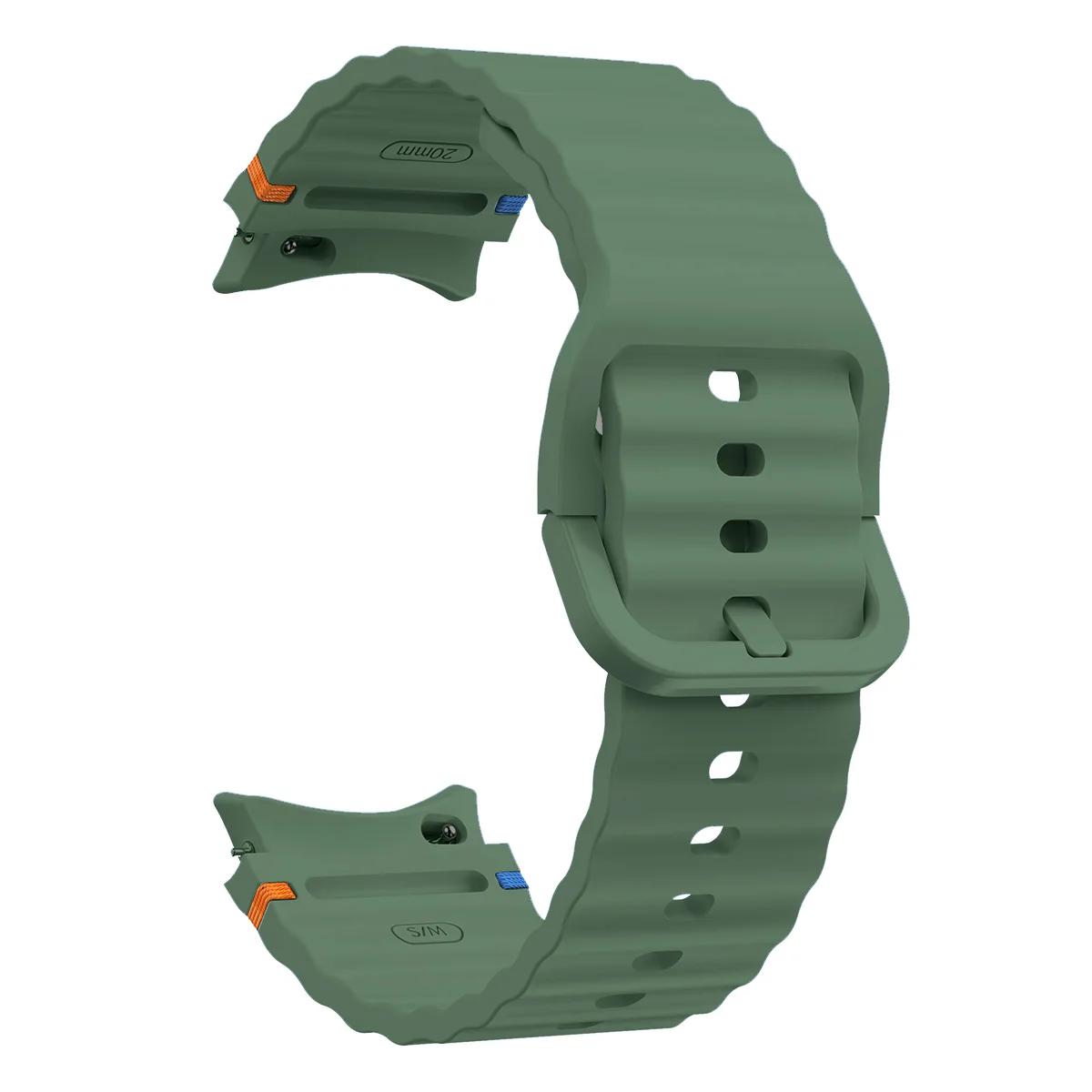

Original for Samsung Galaxy Watch 7 Strap FE 44mm 40mm 4 6 Classic 5 Pro Silicone Sport belt Bracelet correa Galaxy Watch 7 Band For Watch 6 Series оливковый