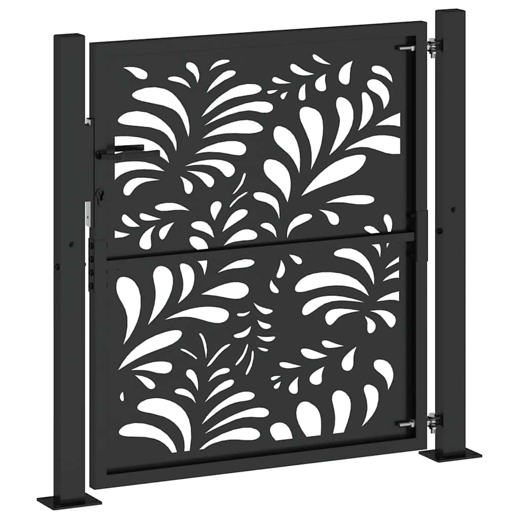 Black Garden Gate 105X106 Cm Steel Wave Pattern