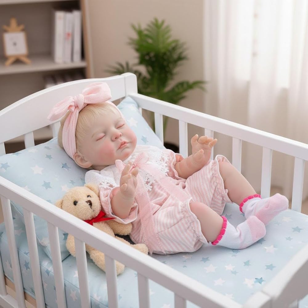 Cloveray 22-Inch Reborn Baby Doll Cute Handmade Realistic Newborn Doll with Changeable Clothes for Collectors and Gifts
