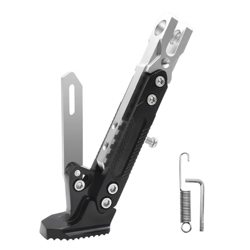 Motorcycle Extendable Stand Holder E-Bike Scooter Replacement Kickstand Adjustable Foot Side with Spring and Screws