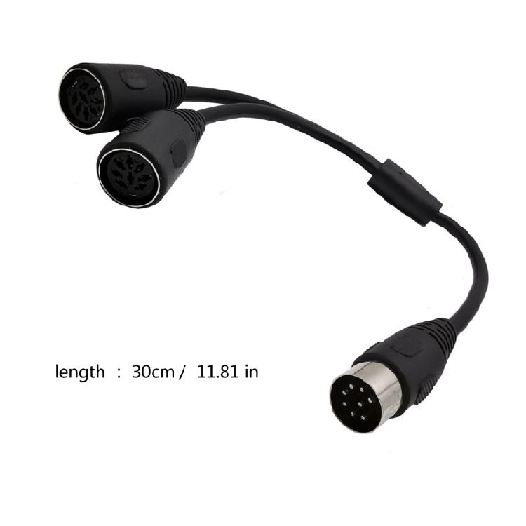 Câble Splitter DIN 8 broches 1 Mâle vers 2 Femelles Câble Adaptateur en Y pour Son et Vidéo