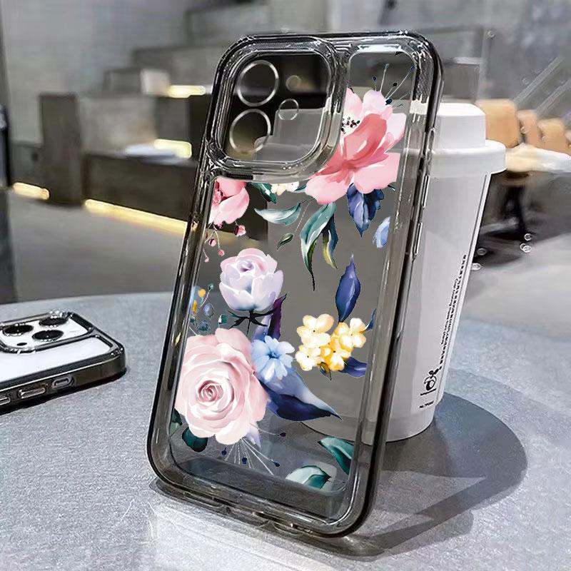 Lotus Flower Transparent Phone Case For iPhone 11 Case iPhone 13 14 12 15 16 Pro Max XR XS X 7 8 Plus SE 2020 Shockproof Cover