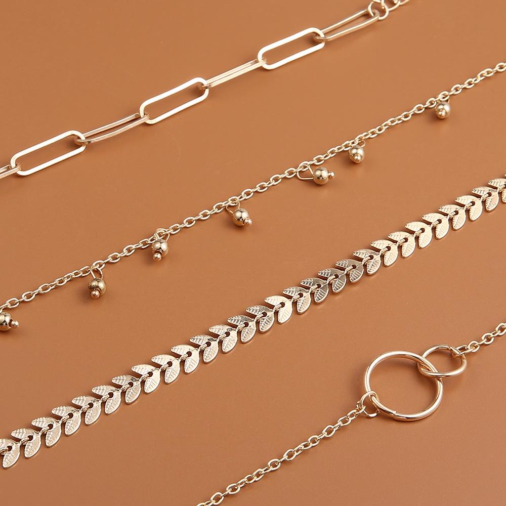 Party Jewelry Gift Wedding Geometry Bracelet Series Fashionable Leaf Women'S Bracelet 4pcs/set Beach Vacation Style Stackable Daily Wear  Handmade