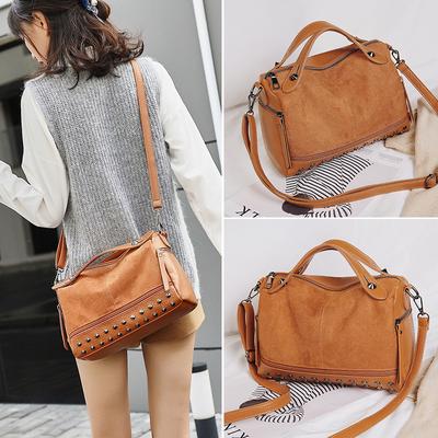 Spring and Summer Easy To Wear Fashion Scrub Bag Women's Vintage Riveted Handbag Single Shoulder Oblique Crossover Bag