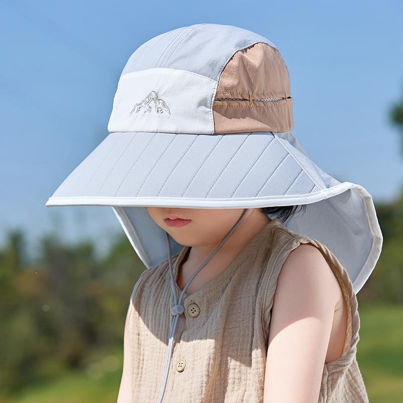 Kinder-Eimerhut Jungen und Mädchen Outdoor Sonnenschutz Schalhut Großer Schirm Kinder-Sonnenhut Sonnenhut