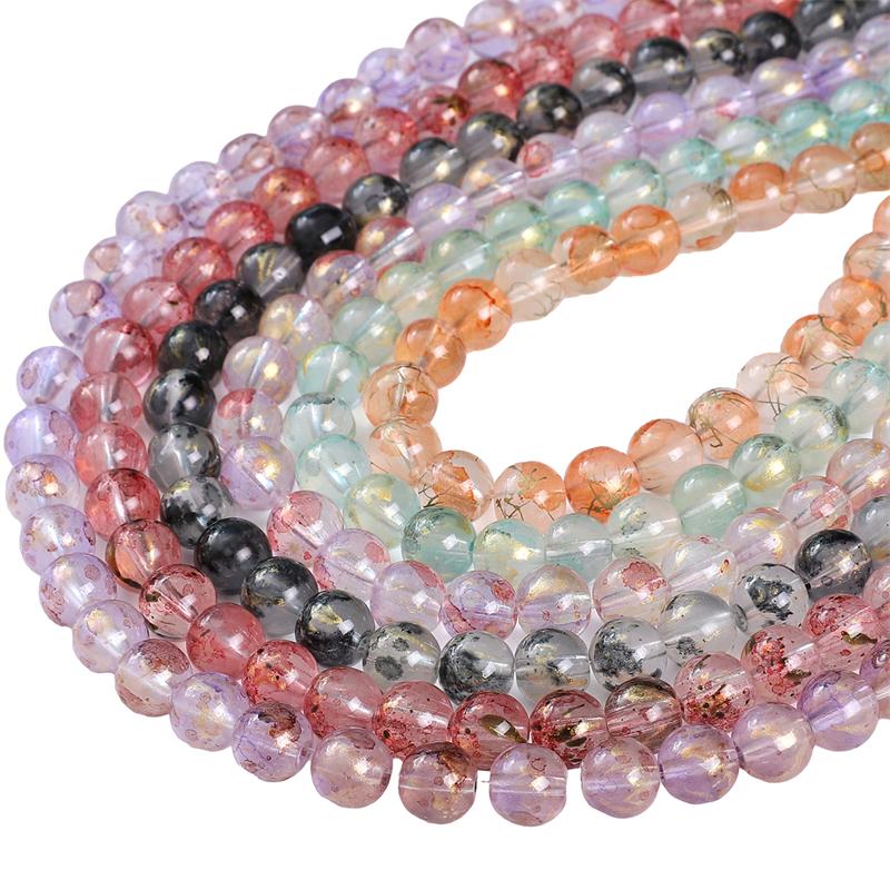 30/50pcs Crystal Glass Beads Ice Permeating Ink Halo Dyeing Sprinkles Golden Loose Spacer Beads for Jewelry Making