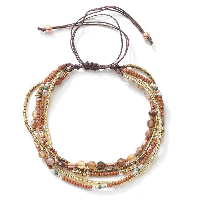 New Chinese Colorful Bead Bracelet for Women Antique Elegance Adjustable Multi Layer Stackable Hand Jewelry