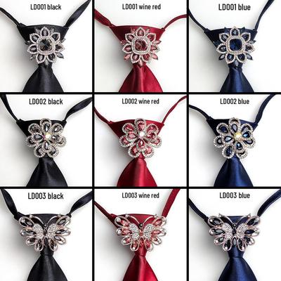 Japanese Style Women's Rhinestone Bow Tie Collar for Shirts