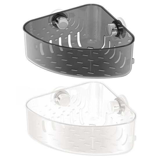 Corner Sink Strainer Sponge Holder Large Capacity Strong Load-bearing Suction Cup Triangle Storage Rack with Drain Hole