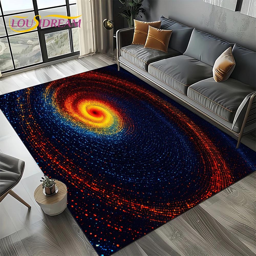 Universe Space Stars Black Hole Galaxy Earth Milky Way Carpet Rug for Living Room Bedroom Sofa Decoration,Non-slip Floor Mat