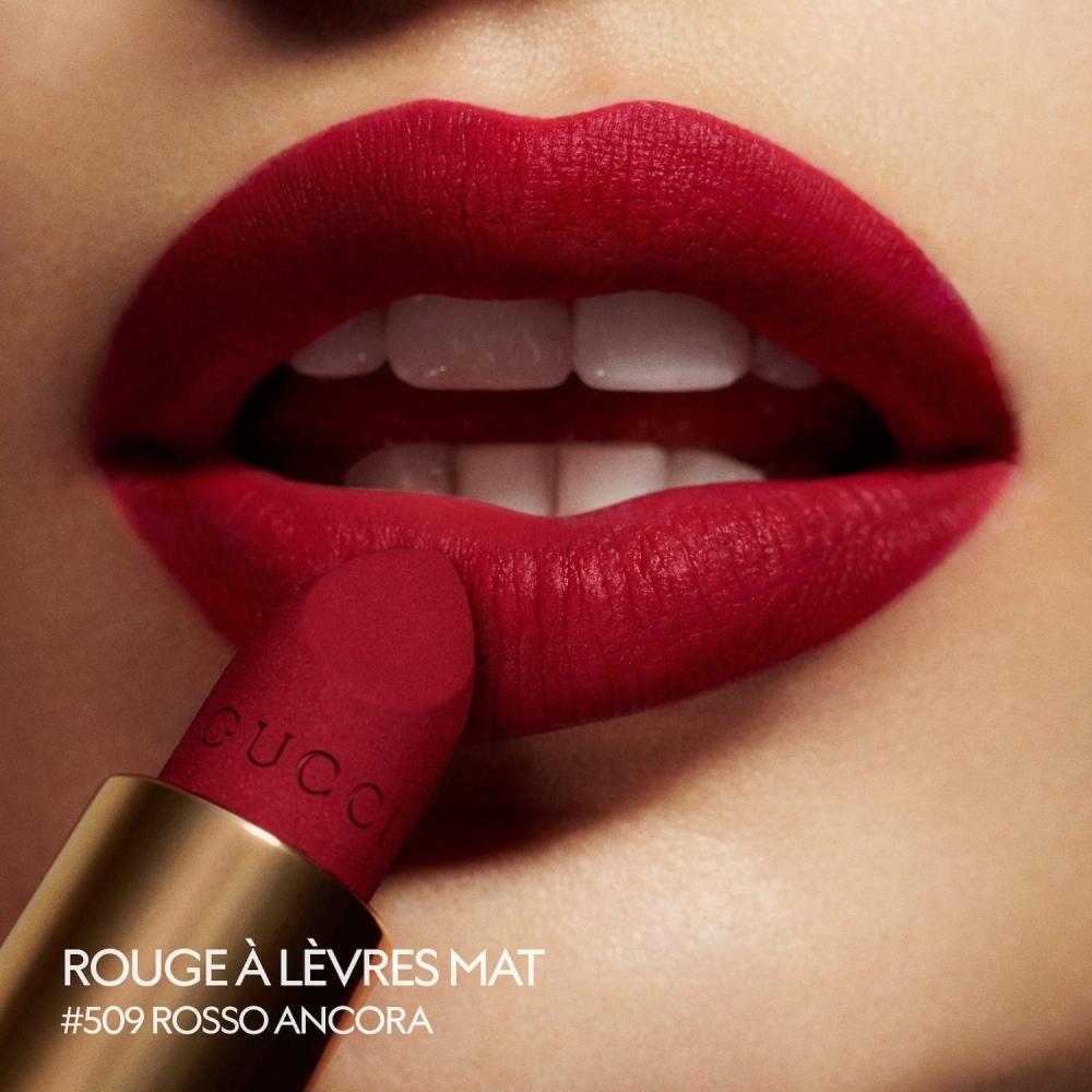 Gucci Velvet Matte Lipstick 0.12 Oz   3.4 G 509 Rosso Ancora Cranberry Scarlet