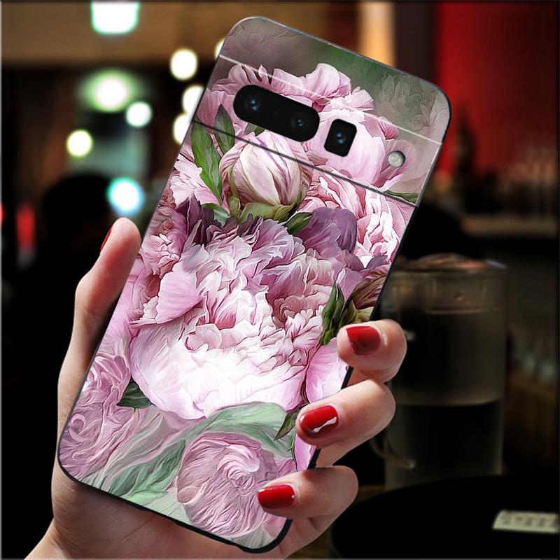 Phone Case For Google Pixel 10 9 Pro XL 9A 8 7 6 Pro Pixel 8A 7A 6A Pixel 8 7 6 5 Peony Flower