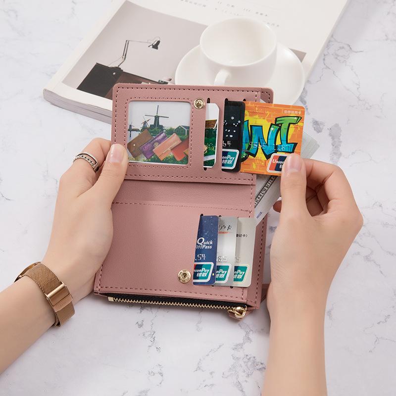

Small wallet female short embroidery flower zipper simple student change bag thin multi-card fashion wallet female темно-зелений колір