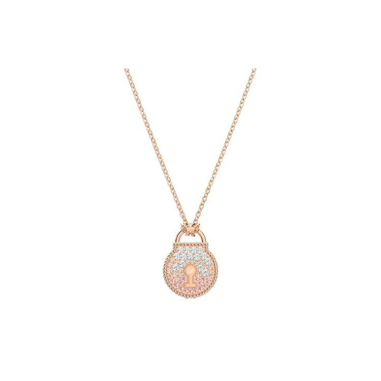 Swarovski Togetherness Lock Necklace Women necklace Rose-Gold Pink 5578393 Box (Random Color)