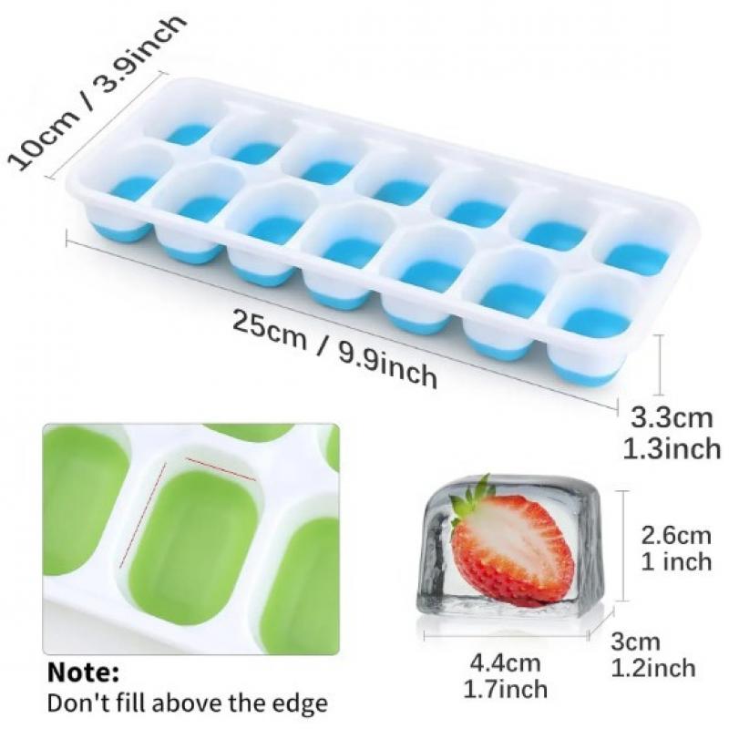 1 Piece of 14 Lattice Ice Cube Tray Silicone Mold Square Ice Cube Tray Mold Ice Manufacturing Non-toxic Durable Bar Bar Wine Ice