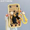 KEYSION Stoßfeste Hülle für TECNO Pova Slim 5G mit Lanyard Weiches Silikon Niedliche 3D-Cartoon-Puppe Handy-Rückseite für Spark Slim 4G