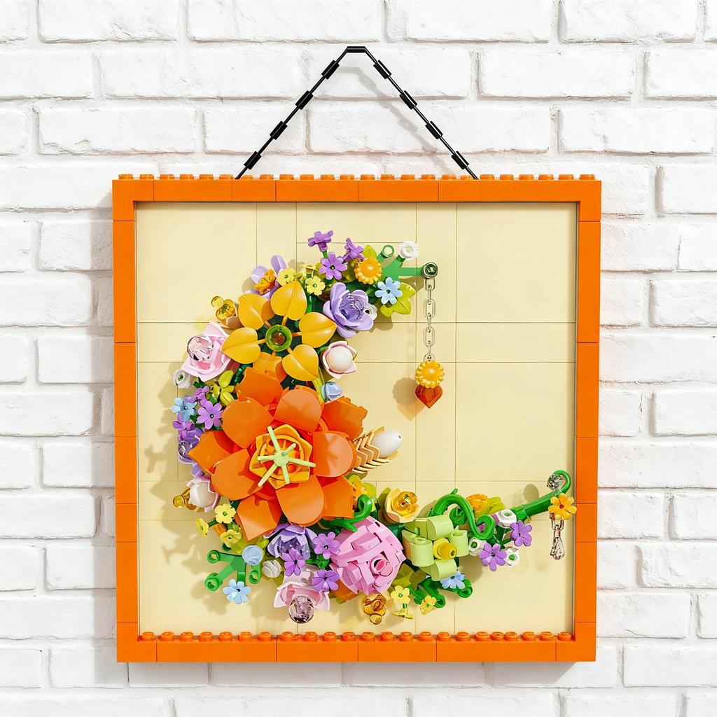 KNEW BUILT Innovative Building Block Flower 3D Po Frame Ornament-Ideal DIY DecorGift for GirlWall Hanging & Educational Toy
