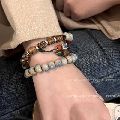 New Chinese Retro Beaded Bracelet Female Ins Niche Design Cool Ethnic Style Bracelet Student
