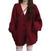 Korean V-neck Lazy Style Cardigan, Japanese Minimalist Sweater, Women's Spring, Autumn, Winter Casual Loose Knit Sweater