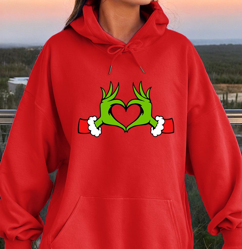 Green Haired Monsters Gestures Are Better Than Love Hoodie Woman Grinch Hoodies Warm Fleece Fur-Liner Women Hoody Casual tops