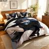 Black Butler Pattern Bedding Quilt Set Quilt Cover Pillowcase Home Birthday Gift(1 * duvet cover + 2 * pillowcase, without core)