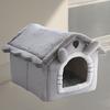 Detachable Cat Cave Bed - Winter Warm Pet House for Cats & Small Dogs, Soft Polyester Cave Nest with Removable Washable Cover