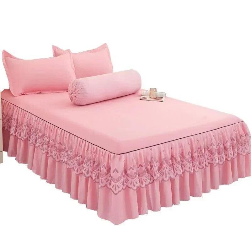 9 Farben Rüschen Spitzenrock Tagesdecke Heimtextilien Massiv Bettrock Schlafzimmer Bettdecken Tagesdecken Laken Staubschutz Bettwäsche