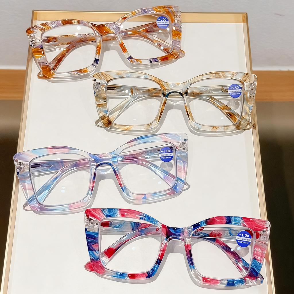 New Fashionable Personalized Printed Women'S Reading Glasses Retro Neutral Premium Sensation Anti Blue Light Glasses