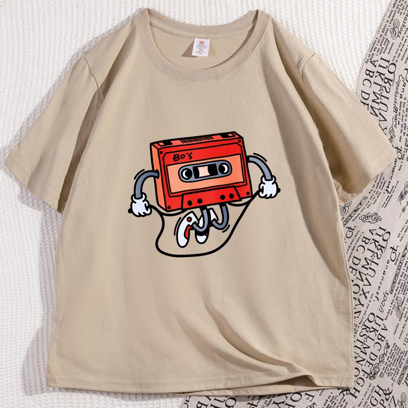 Tape Cassette Tape Oversized TShirt Men Women Vintage Funny Graphic T Shirts Cotton Short Sleeve Round Neck Tees Streetwear