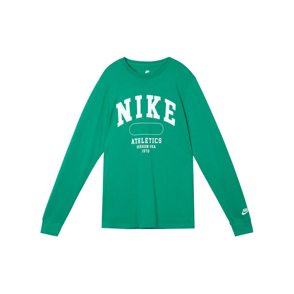 Nike Solid Color Letter Logo Print Crew Neck Long Sleeve T-Shirt Men Tops Green FJ1173-393