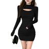 Spice Girl Sexy Long-sleeved Dress Women's Spring New Careful Design Sense Versatile Pleated Hip Skirt