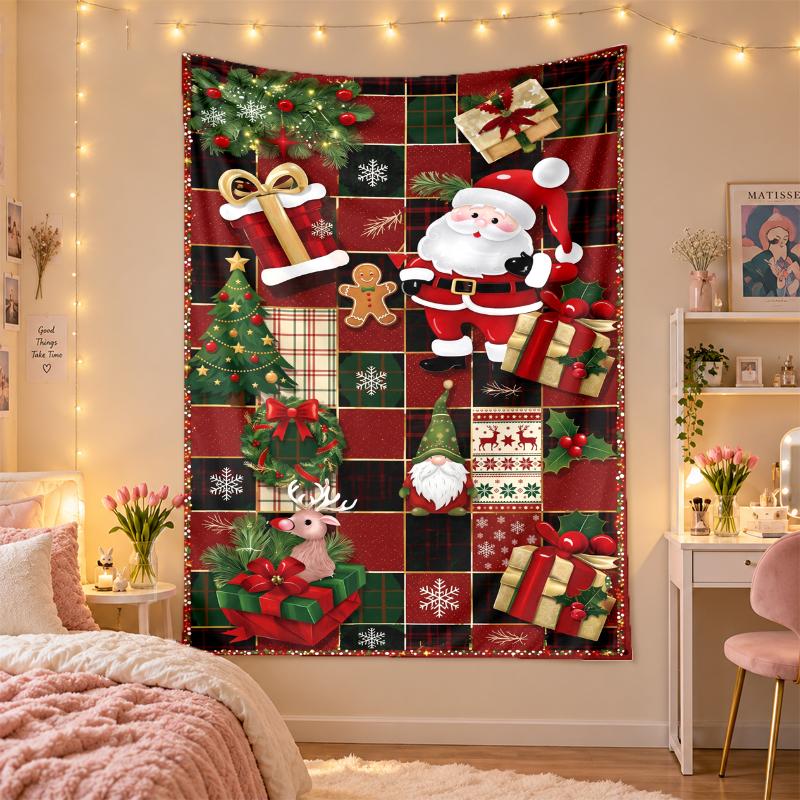 Christmas Printed Tapestry Wall Hanging For Bedroom Living Room Wall Decor Holiday Gift