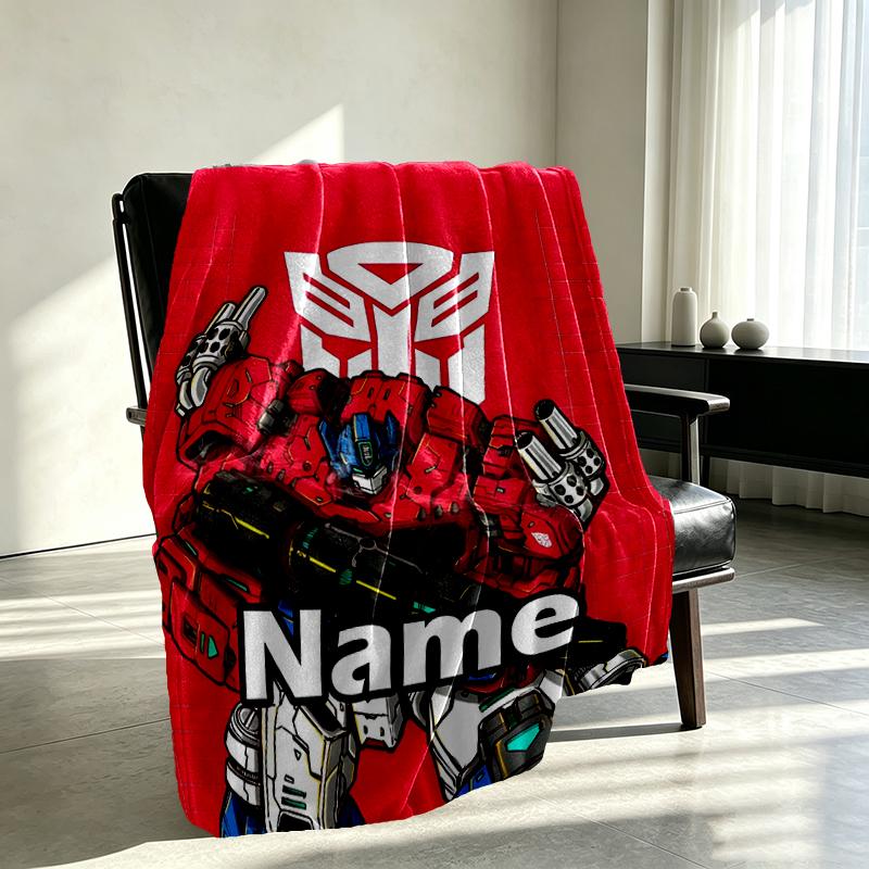Custom Name Personalized Transformers Print Blanket, Home Decor, Bedroom, Sofa, Camping, Couch, Gifts for Birthday Christmas