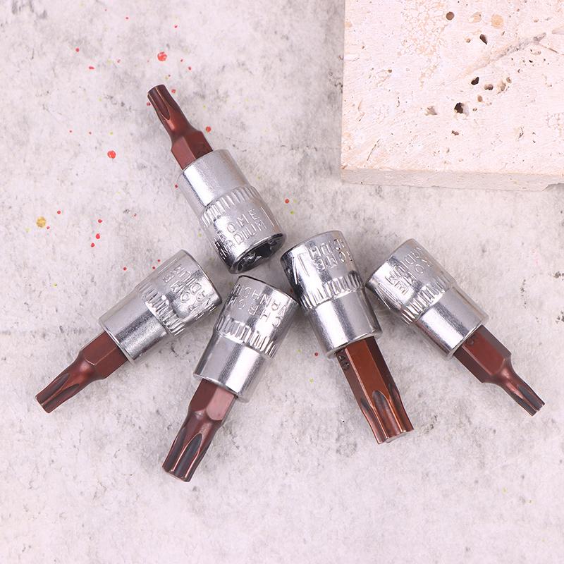5 Pcs Torx Screwdriver Bits 1/4 Inch Drive Socket Head Tools T15 T20 T25 T30 T40 Socket Wrench Adapter Hand Tools