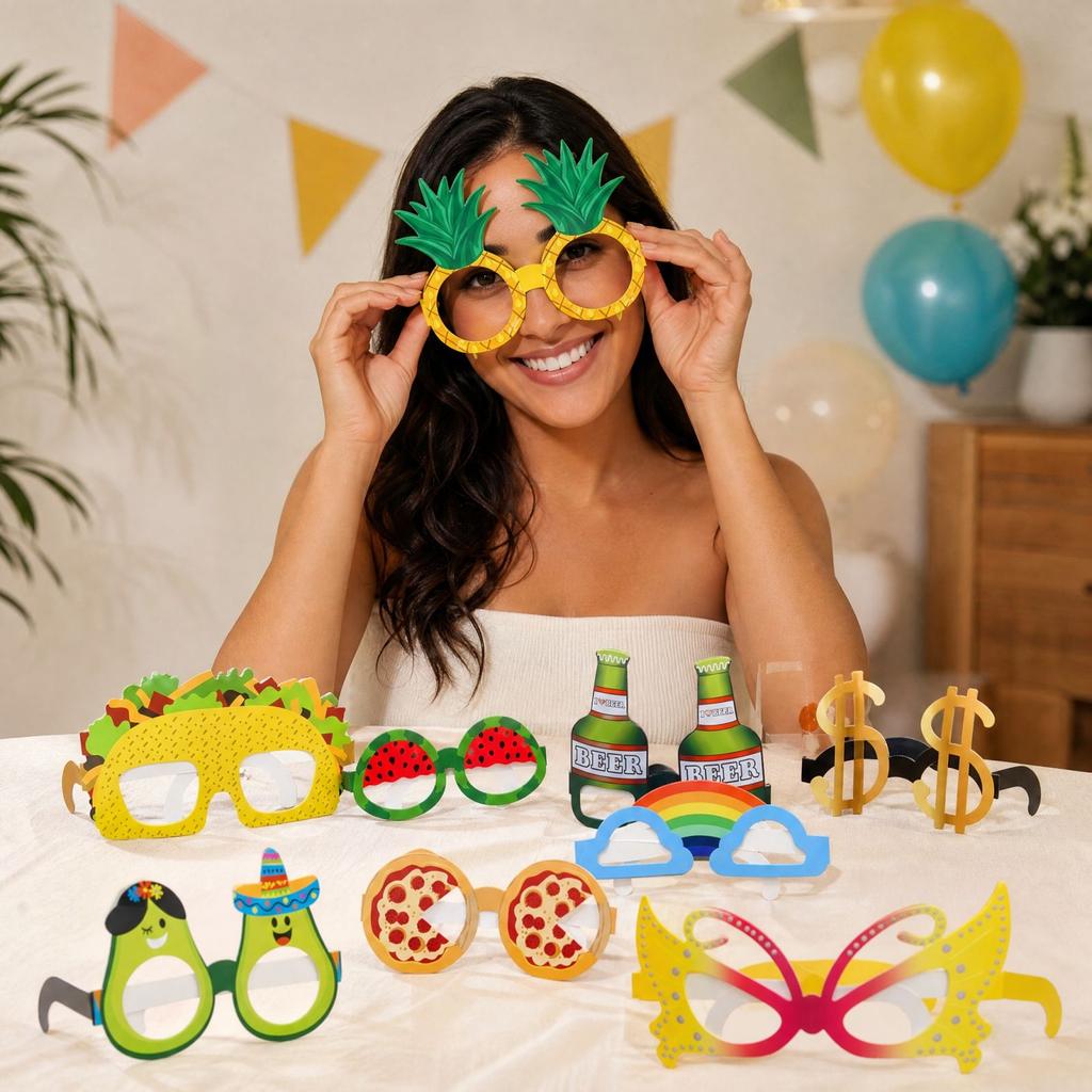 Funny Glasses 10 Pack, Novelty Party Photo Booth Props with 2 Styles, Birthday Party Decoration Supplies for Adults & Kids