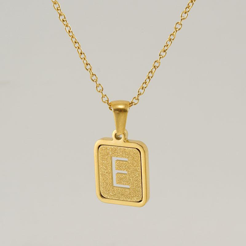 26-Letter Gold Sand Pendant Necklace for Women: Summer Collection, European/American Style, Titanium Steel, and 18K Stainless Steel Clavicle Chain.