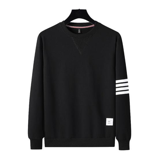 

Осень-весна, мужская толстовка в полоску, чистый цвет, с длинным рукавом, круглым вырезом, свободный пуловер средней длины, повседневный пуловер, мягкая уличная одежда, мужской спортивный топ 2XL чёрный