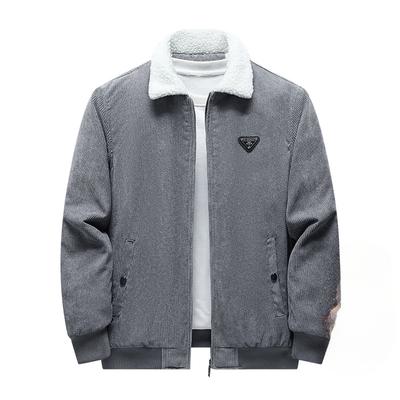 Autumn and Winter Cotton Coats for Men, Casual Thickened Warm Lapel Sherpa Jackets, Men's Corduroy Cotton Coats