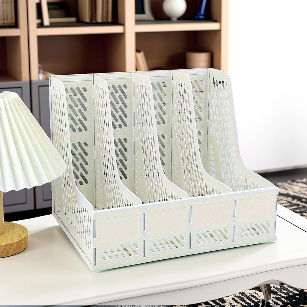 A Multi-Layered, Foldable A4 File Organizer with Four Sections for Office Supplies, for Desktop Storage of Documents And Files