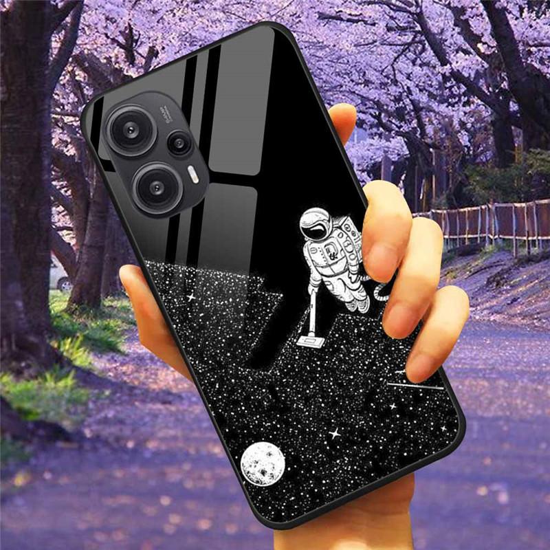 For Xiaomi Poco F5 5G / F5Pro Case Tempered Glass Lake Moon Hard Phone Cover for POCO F5 Pro Capas Funda on PocoF5 Luxury Coque