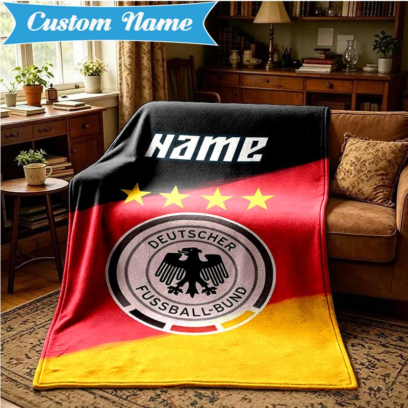 Custom Name Germany Flag Blanket Lightweight Ideal Bedding Blanket Perfect for Travel, Camping, Living Rooms, Sofas, Christmas gift