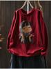 Damen Hoodie mit künstlerischem Cartoon-Print - Frühling/Herbst Lässig Rundhals Langarm