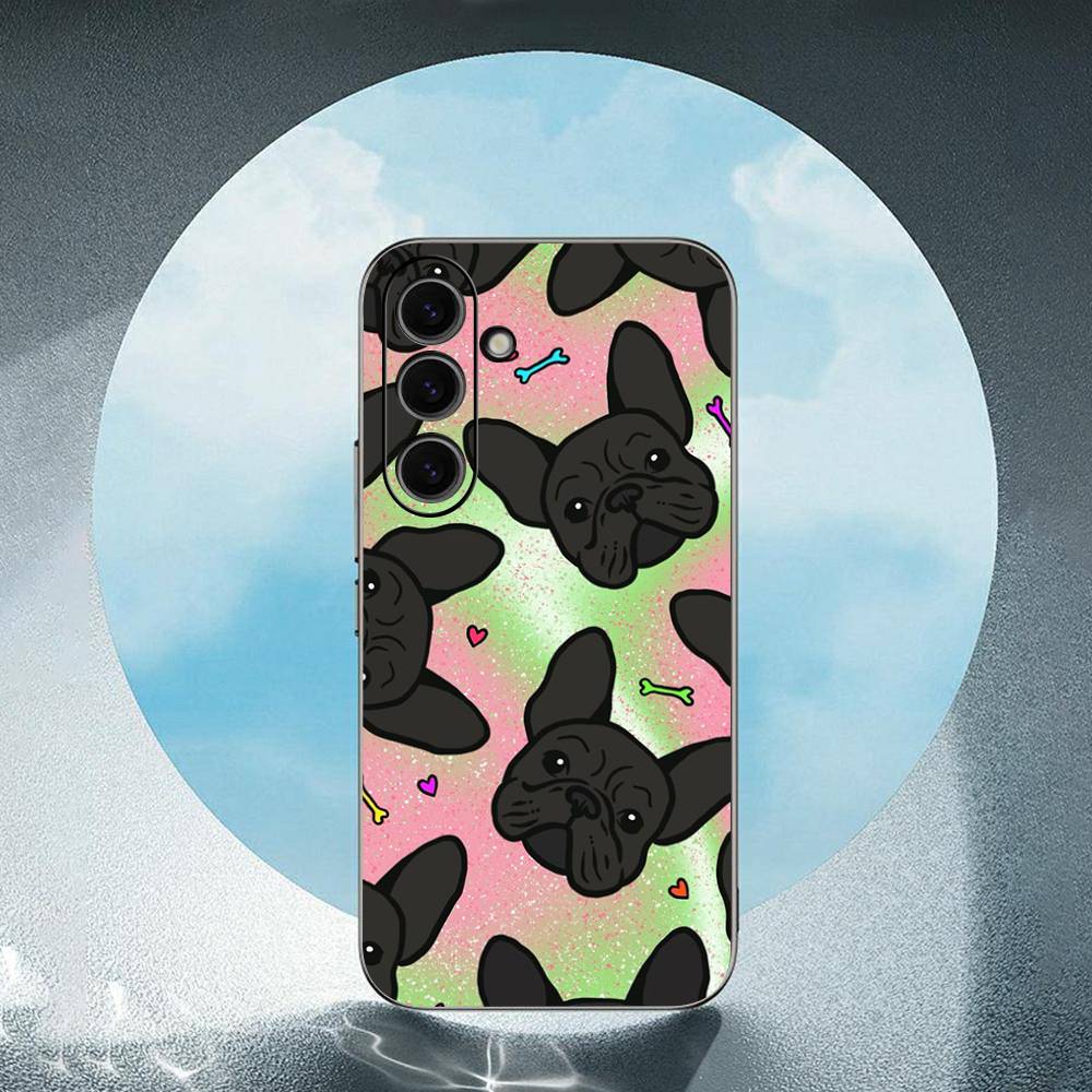 Pug Dog French Bulldog Luxury Black Phone Case For Samsung Galaxy S23 S24 S25 Ultra S22 Plus S21