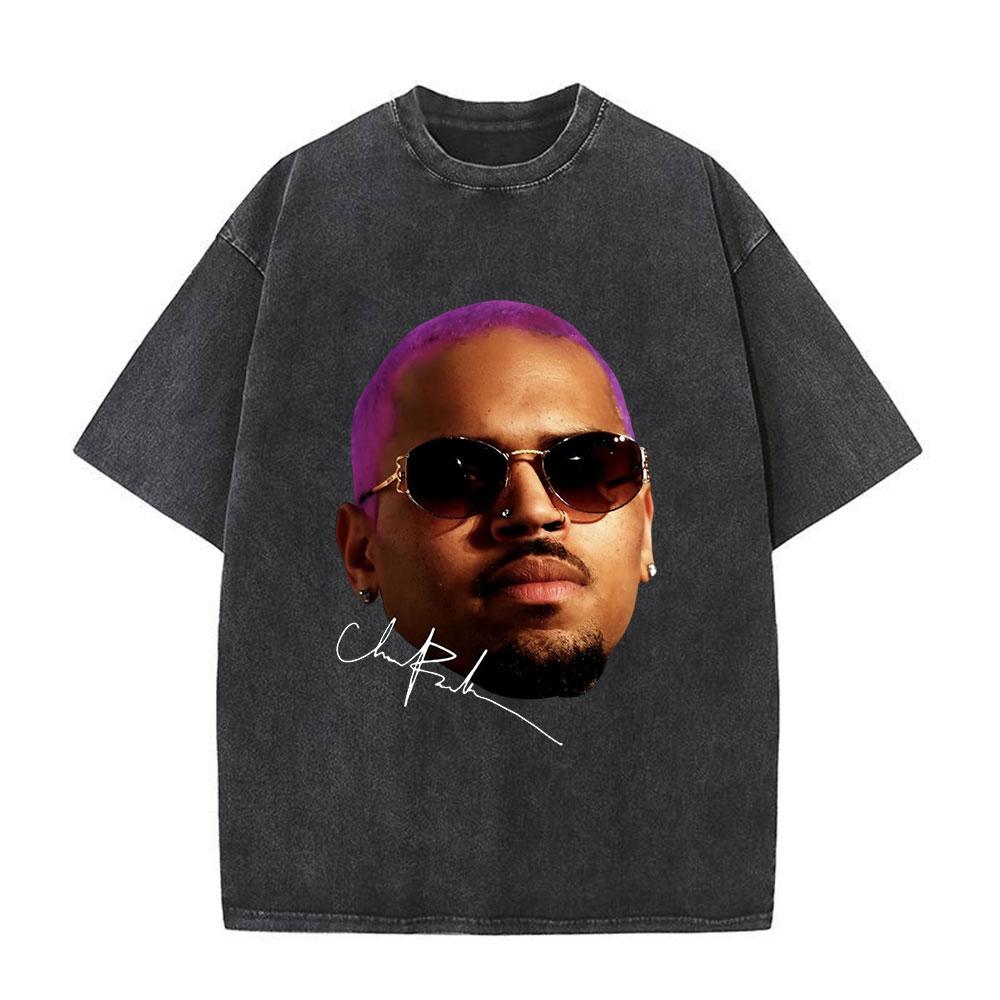 Rapper Chris Brown Breezy Bowl XX Tour 11:11 Vintage Washed T-Shirt Herren Damen Mode Hip Hop T-Shirts Baumwolle Oversized T-Shirts
