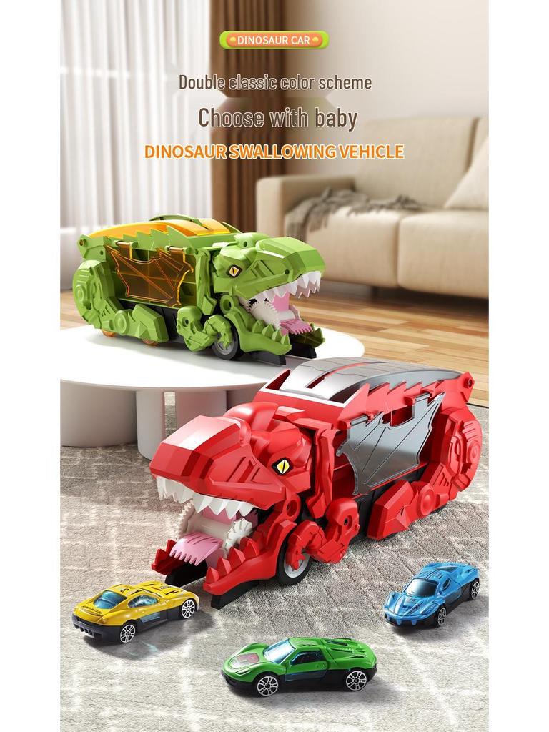 3-in-1 Transforming Dinosaur Toy Car Set for Kids Aged 3-5 with Mini Car Storage