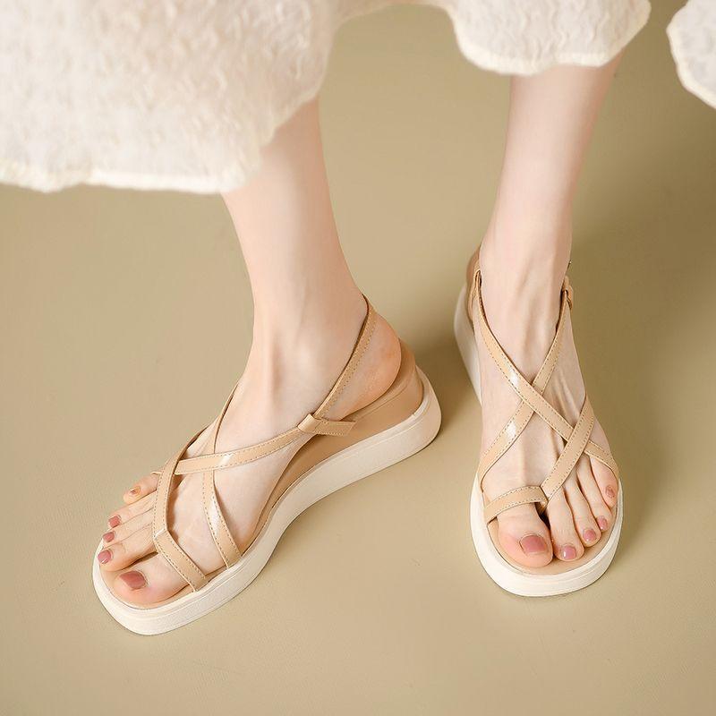 Mode Damen Sandalen Keilabsatz Römischer Stil Offene Zehen Damen Schuhe Plateau Hohe Qualität 2025 Trend Luxus Neu Atmungsaktiv Mode Vip