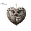 Uggla Prydnad Kärlek Hjärtform Par Uggla Hängande Dekoration 2D Akryl Julgransprydnad för Alla hjärtans dag Heminredning