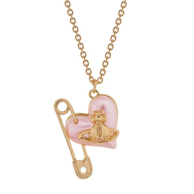 

Queen Mother West s new pink pearl love pin Saturn bracelet, necklace, earrings, sweet temperament heart shape